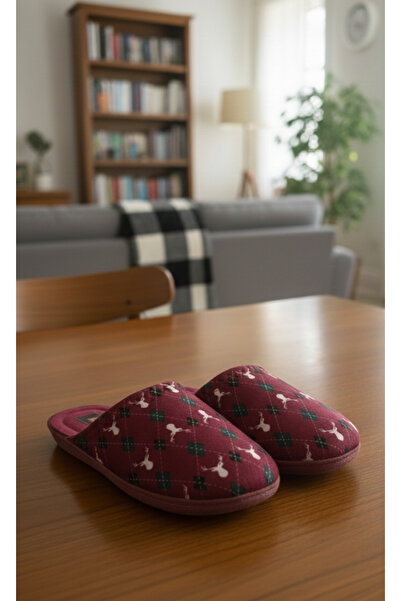 GEZER Plaid Pattern Winter Home Slippers. Guest & Cehi̇z & Winter Home Slippers.