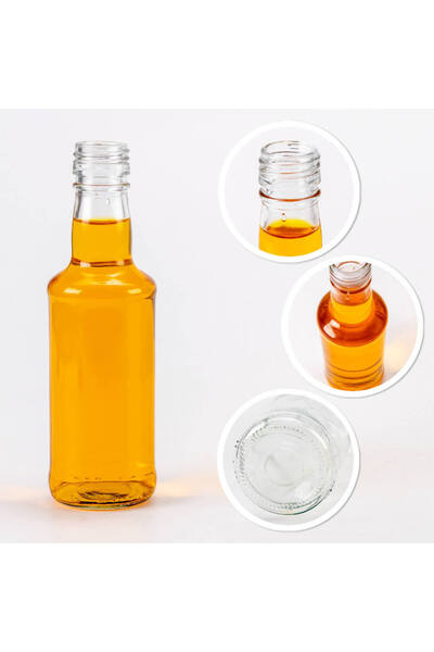 Roxero Set sticle 200 ml Azar cu dop – sticlă marturie nuntă, tuica, vin, palinca, visinata, suc - 30 buc