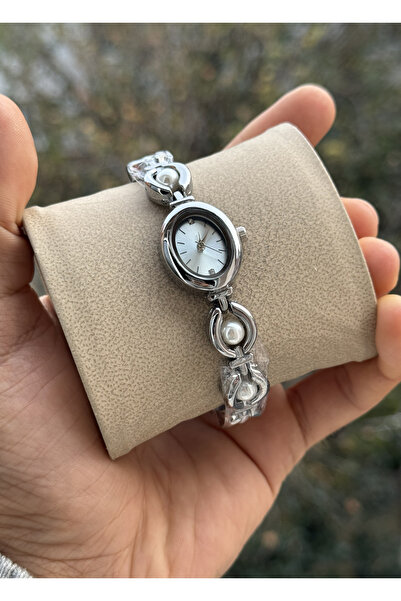 Tulpar New Season Pearl Detailed Cord Oval Case Vintage Women's Wristwatch