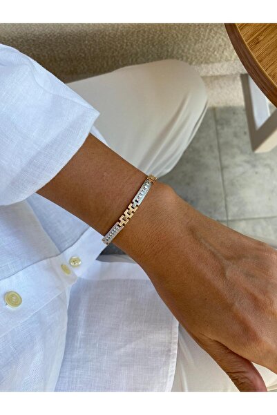 FASHION سلسلة مجوهرات مصنوعة يدويًا من حجر الزركون المستطيل باللون الوردي