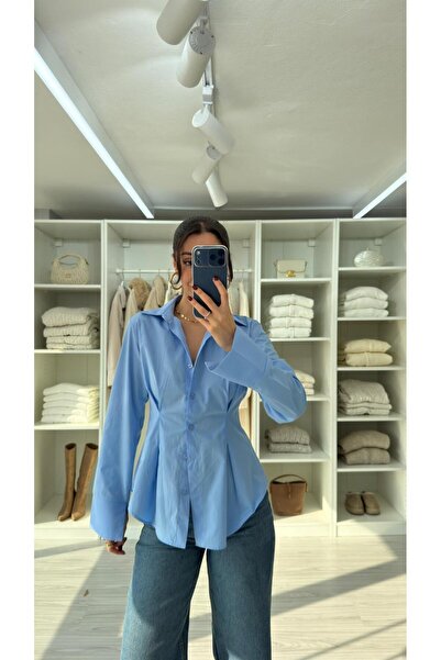 LUUNA STORE Elanora Belden Sleeved Poplin Shirt - Blue