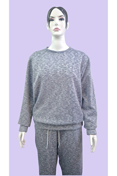 AHMERA Gray Unisex Regular Fit Crew Neck Cuffed Sweatshirt