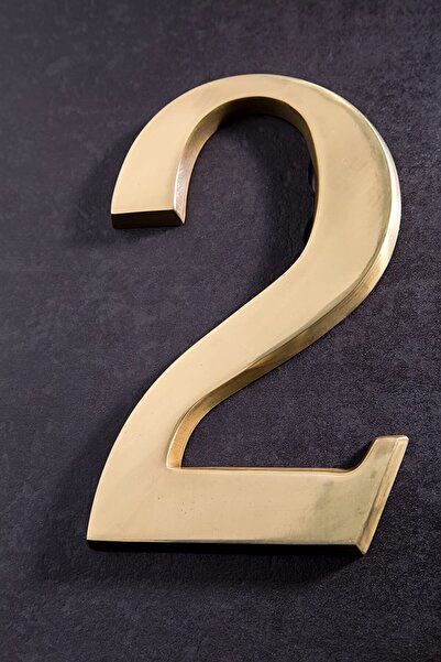 ICON TOOLS HOUSE NUMBER, BRASS, SHINY 200 MM, DIGIT "2"
