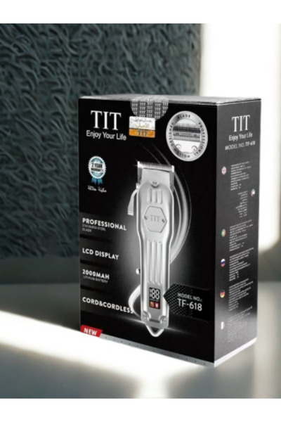 TİT TF-618 Professional Shaver – Stainless Steel Blades, 2000mAh Battery, LCD Screen, Multiple Combs