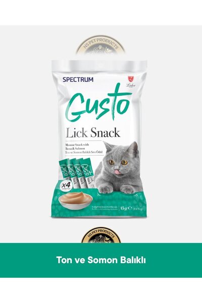 Spectrum Gusto Lick Snack Ton Balık & Somon Sıvı Kedi Ödül Maması 1 Adet-4x15 gr