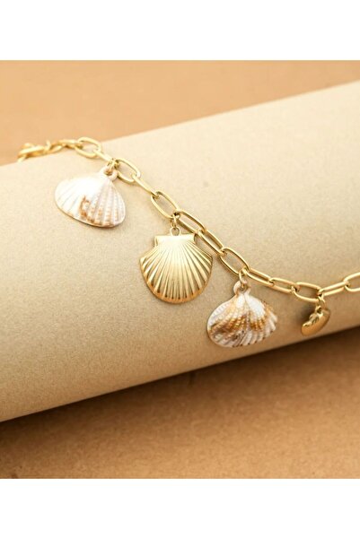 AKSESUARIM Women's Oyster Detailed Dangle Steel Bracelet