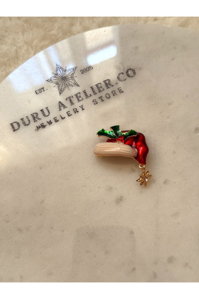 DURUATELİER Yıldız Figürlü Sallantılı Yılbaşı Şapkası Broş