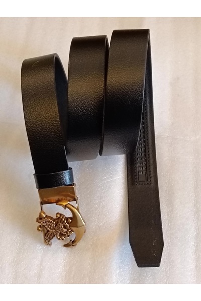 Butik Tülin حزام أصلي للجنسين من جلد العجل الأصلي باللون الأسود والنحاسي مع م...