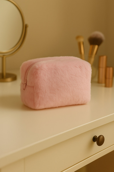 mini&sweet حقيبة مكياج نسائية من القطيفة مناسبة للسفر ومتعددة الاستخدامات