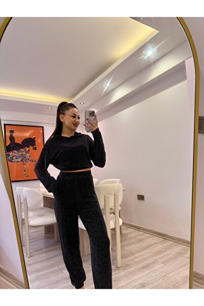 Gamze Ege Fashion Siyah parıltılı alt üst takım