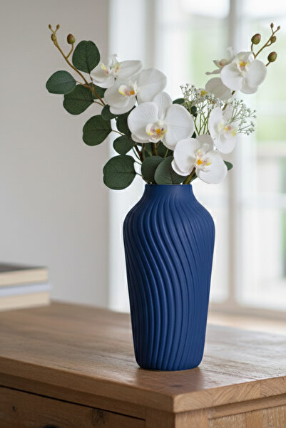 MEK Vază decorativă modernă curbată albastră (20x10cm)