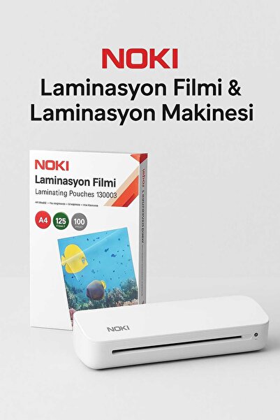 Noki Laminasyon Filmi 125 Micron A4 100'lü Paket + LAMİNASYON MAKİNESİ A4 LM-224A4