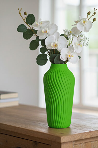 MEK Vază decorativă modernă din plastic în formă de curbă verde (20x10cm)