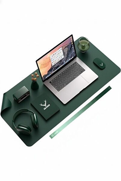 Xrades لوحة ماوس جلدية واسعة للكمبيوتر المحمول، لوحة ماوس جلدية مقاس 80 × 40 سم باللون الأخضر الغابي