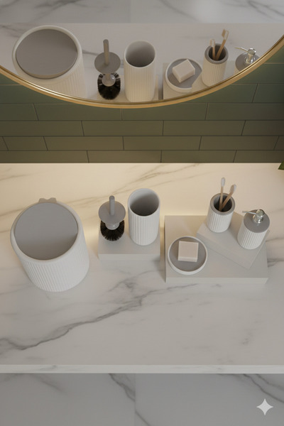 Madame Coco Martin 5-Piece Bathroom Set-Ecru