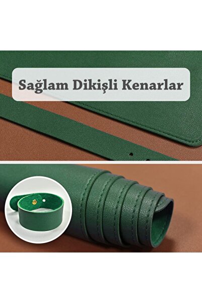 Xrades Deri Mousepad Laptop Bilgisayar Için Geniş Masa Matı Deri Mouse Pad 80x40 Cm Orman Yeşil