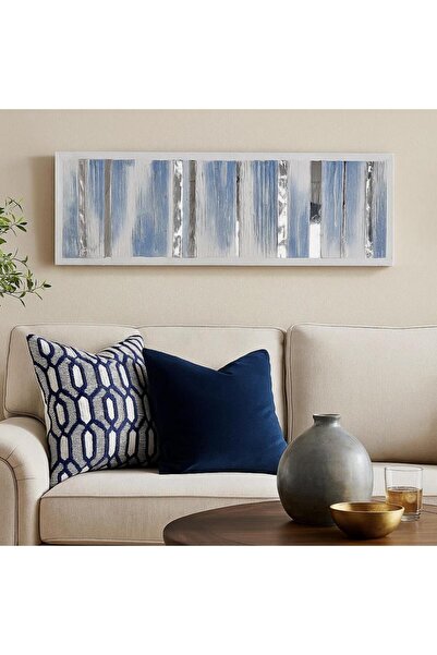 Vi Markets لوحة فنية جدارية طويلة بتدرجات اللون الأزرق والفضي