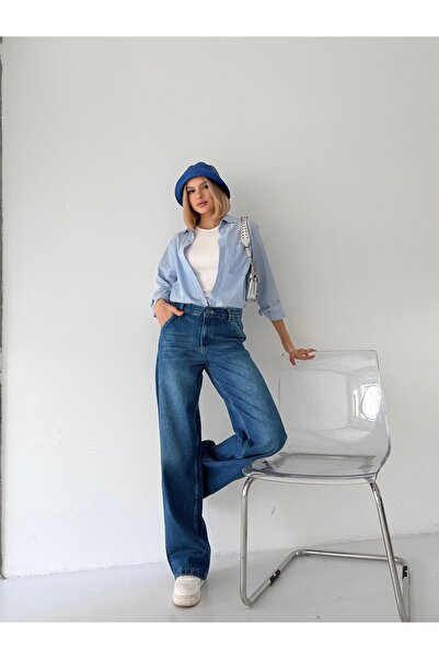 Your Shine YÜKSEK BEL TAM KALIP BOL PAÇA PANTOLON