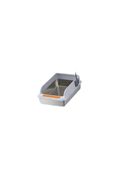 Seven Bird Seven Bird Open Litter Box, Stainless Steel Bowl with Scoop for Cats
