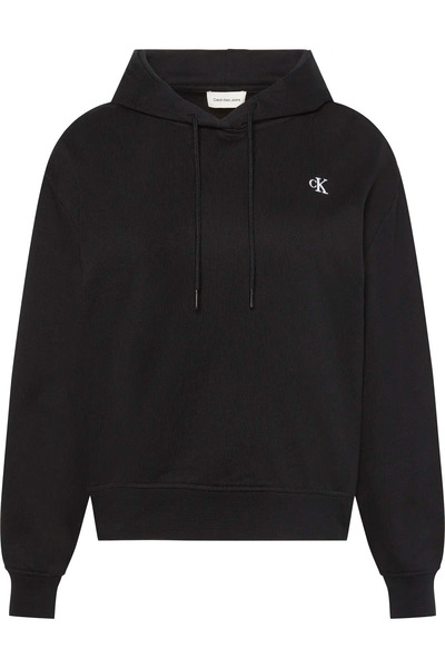 Calvin Klein LS RLXD MONO FR TERR Kadın Siyah Hoodie