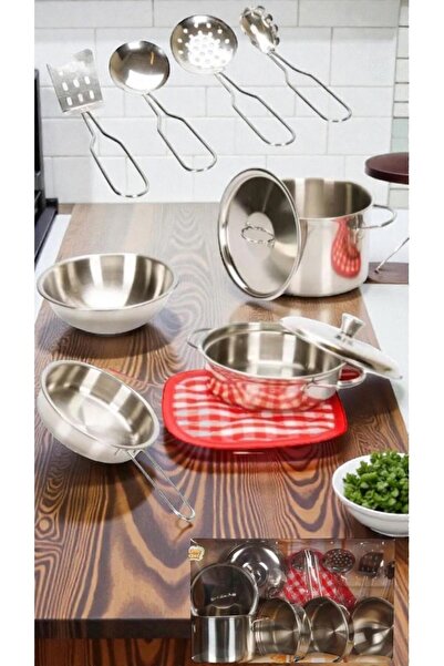 A-T AYZE-TRENDY OYUNCAK METAL TENCERE TAVA KEPÇE KAŞIK PİŞİRME SETİ 049204