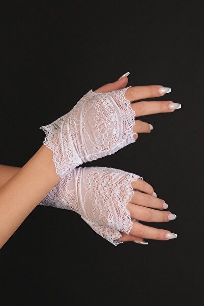 Limelia Mănuși de mireasă cu jumătate de deget și șapcă de mireasă