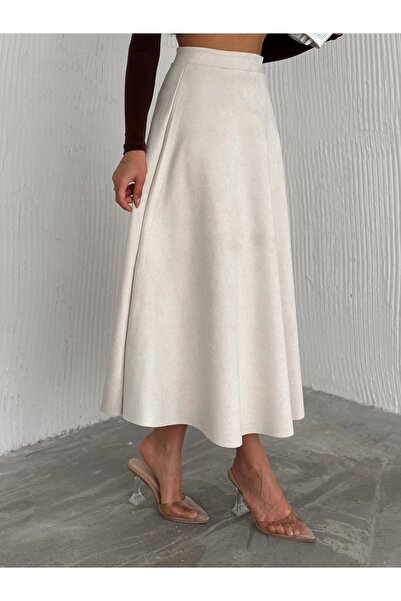 MİSPİER Suede Flared Skirt