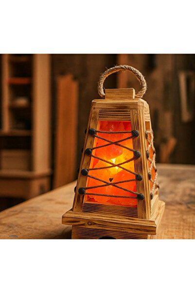 diğerr1 Ahşap Hasır İpli Fener Çankırı Tuz Lambası