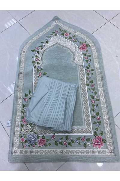 Gerenic Prayer mat set - available in 7 colors - Turkish thermal mat with padded sponge, prayer sheet cover, incense burner, and prayer beads