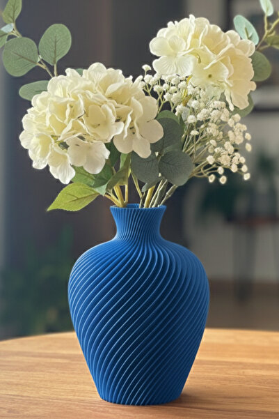 MEK Vază decorativă cu design spiralat albastru (20x15cm)