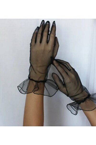 Limelia Black Rose Evening Dress Gloves Black