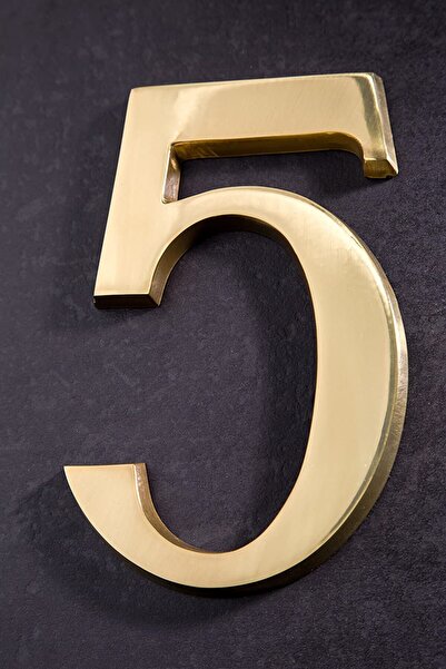 ICON TOOLS HOUSE NUMBER, BRASS, SHINY 200 MM, DIGITAL "5"