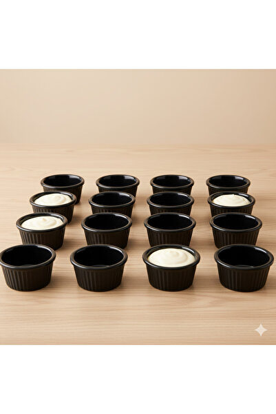 Külsan Melamine saucer set of 12 pieces, 6 cm size, black color