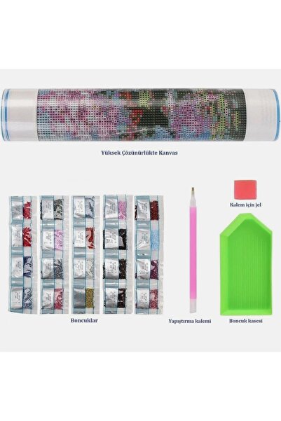 mentaş grup Diamond Painting Beaded Tapestry Mosaic Puzzle Crystal Stone Board 40X30 Kit Full Set