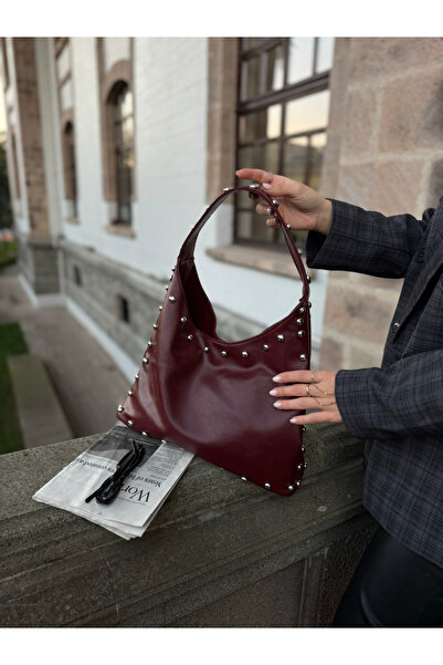 Cersei Geantă de umăr mare și lejeră pentru femei, Bordeaux Trok, cu detalii ...