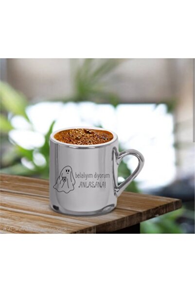 Bade TASARIM ALTSIZ AYNALI GÜMÜŞ TÜRK KAHVE FİNCANI