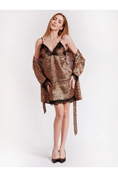 MANGATA Leopard Print Pajamas with Robe and Belt