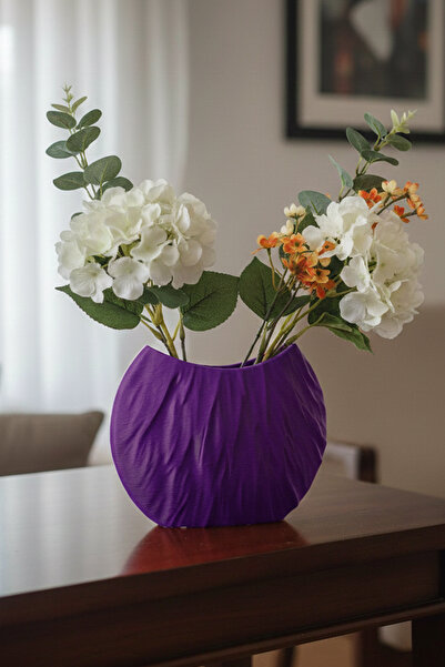 MEK Crinkled Line Decorative Modern Vase Purple (17X22Cm)