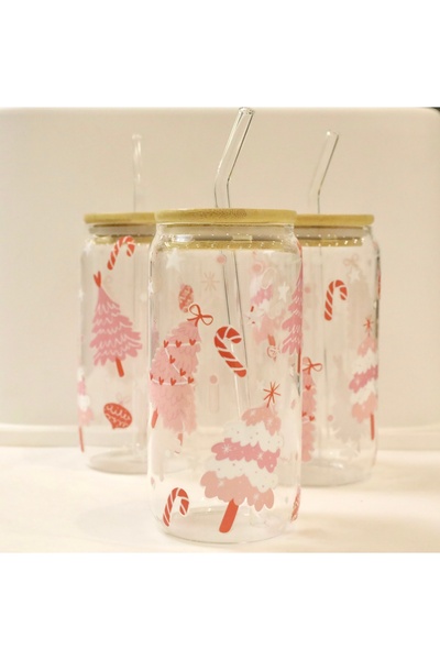 shop Yılbaşı temalı cam pipetli bardak