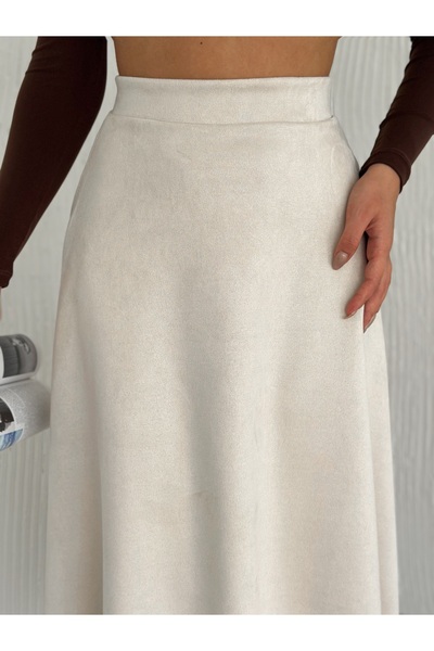 MİSPİER Suede Flared Skirt