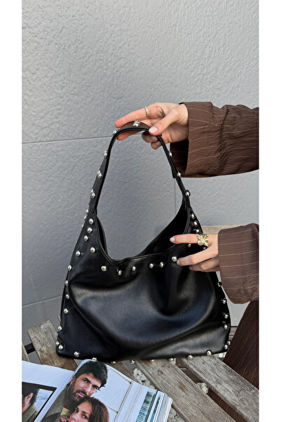 Cersei Women's Black Trok Staple Detailed Large Casual Shoulder Bag