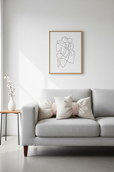 JACA Set of 2 Bowknot-Looking Decorative Linen Fabric Pillow Ribbon Gift Throw Pillow Cushion Set (2 Pieces)