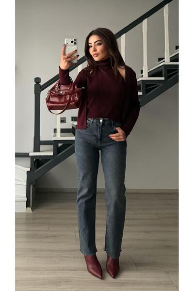 Oslove Dark Blue Stretch Fabric Push up Straight Jean