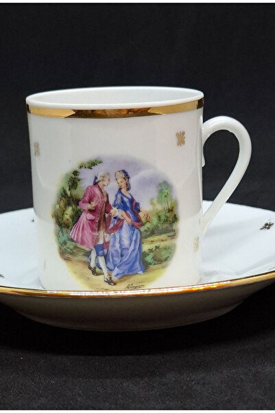 ABBETC Fragonard Prince&Princess De Luxe France Porcelain Turkish Coffee Cup and Saucer 90 ml