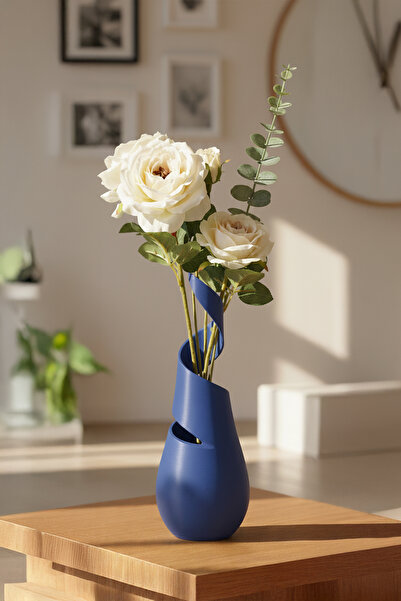 MEK Vază decorativă cu design spiralat albastru (21x7,5cm)