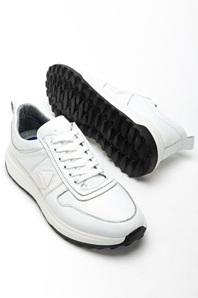 Dilimler Ayakkabı Genuine Leather Men's Casual Daily Shoes White Faylon Sole Side Printed