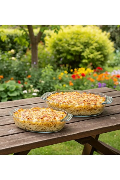 Kitchen Large and small transparent Pyrex tray set - 2 pieces, high quality