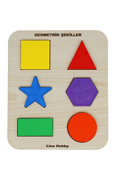 lina hobby لغز الأشكال الهندسية الخشبية التعليمية من مونتيسوري - لعبة ذكاء لل...