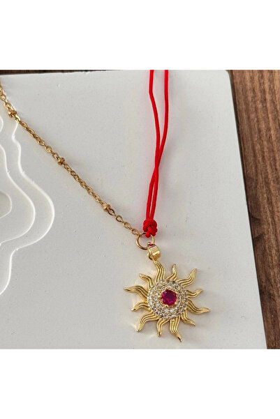 TURKAFONE Rope Detail Sun Necklace