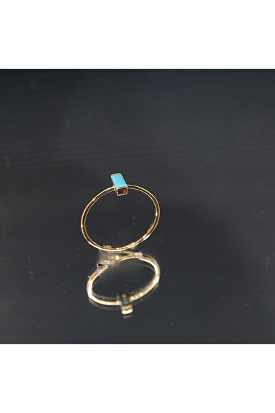 FasekGold Gümüş Tektaş Yüzük-Firuze(Turkuaz) Baget Tektaş Yüzük